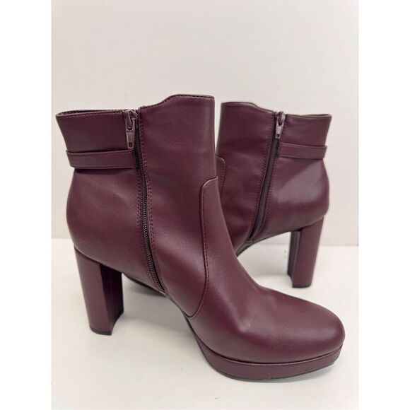 Naturalizer Boots Size 9.5 Burgundy Platform High Heel Ankle Booties NEW - Picture 5 of 10